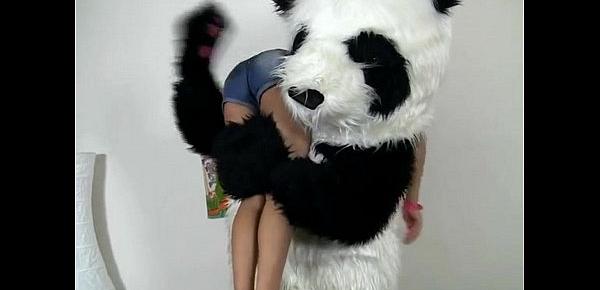  Panda toy fucks a cute teenage girl